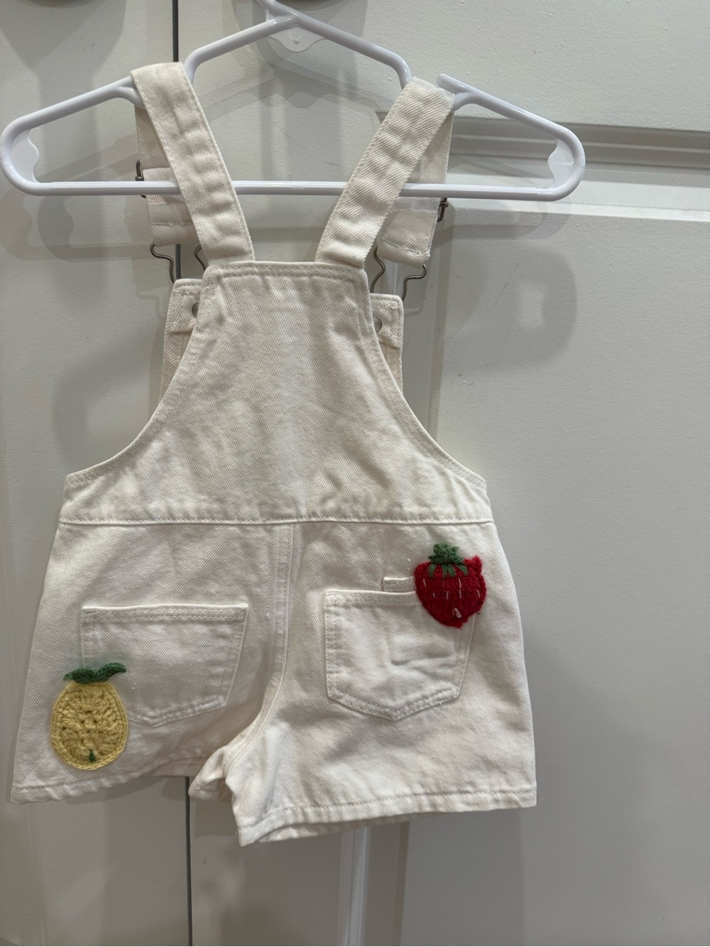 NWT Size 9-12M White Short Overalls